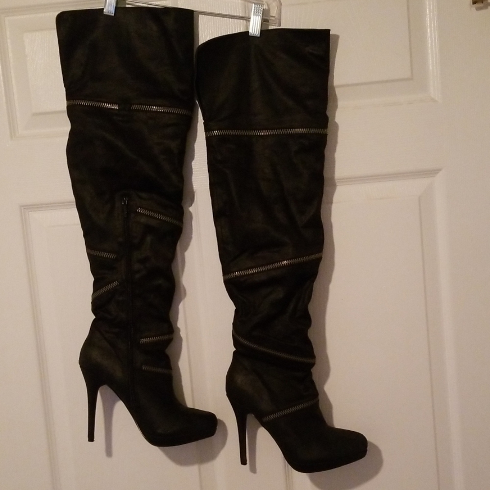 Michael Antonio Black Thigh High Boots